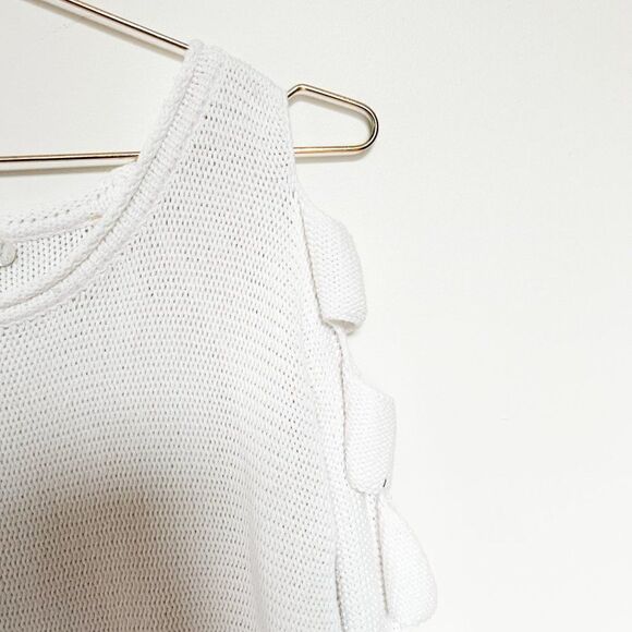 Margaret O'leary White Cut Out Sleeve Knit Sweater - Picture 4 of 9